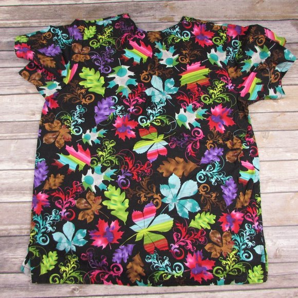 Tafford Bright Leaves Vibrant Small Scrub Top - Picture 5 of 5